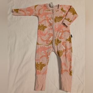 Bonds Pink and Gold Dino Print Footie